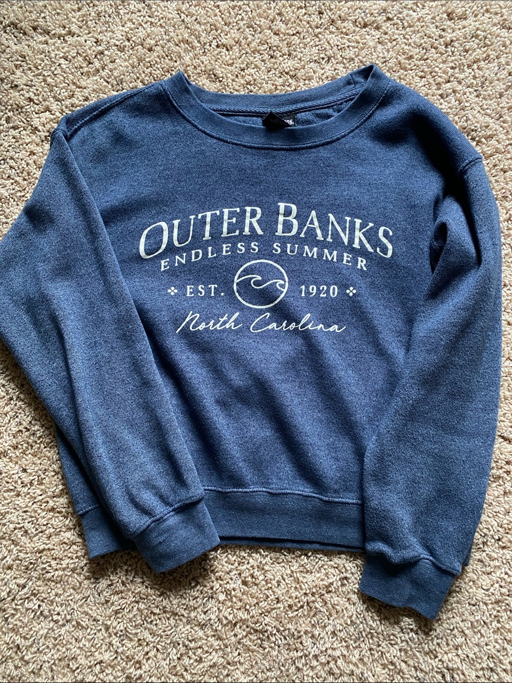 SALE Today Outer Banks Navy Graphic Crop Crewneck Sweatshirt - Coastal Logo